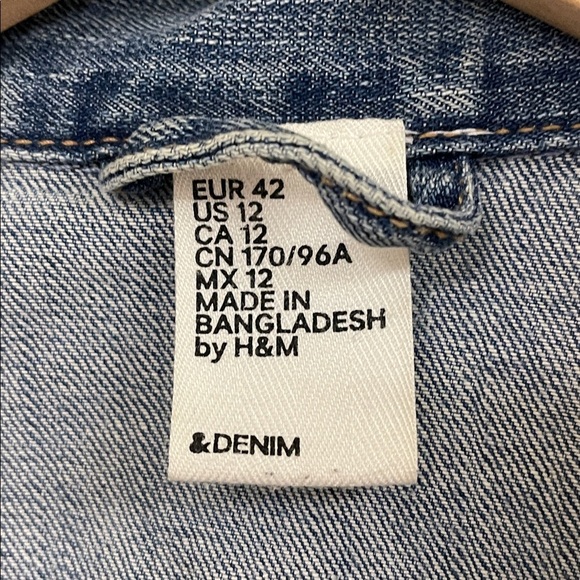 &Denim by H&M Women’s Denim Jacket Medium Wash Size 12 99% Cotton - Picture 5 of 7
